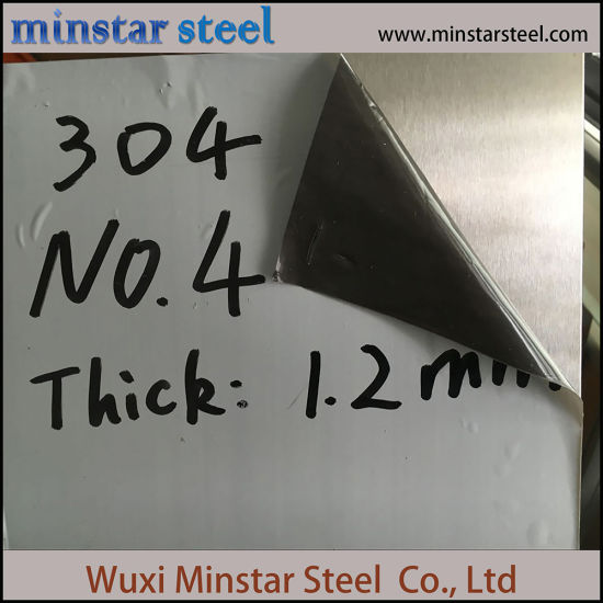 Tisco/Baosteel Hairline No.4 Satin Finish 304 Stainless Steel Plate with PVC Film